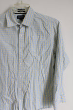 Izod Yellow Blue Plaid Button Down Shirt | Youth 18/20
