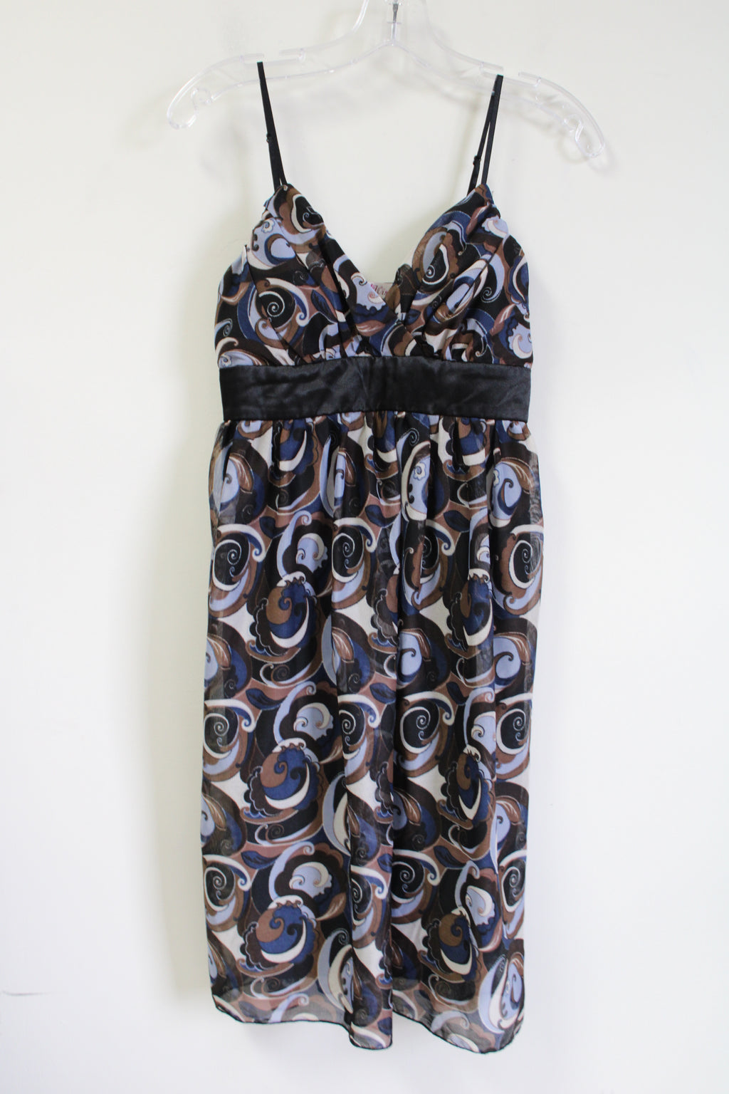 As U Wish Black Blue Brown Swirl Dress | M