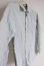 Izod Yellow Blue Plaid Button Down Shirt | Youth 18/20