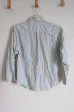 Izod Yellow Blue Plaid Button Down Shirt | Youth 18/20