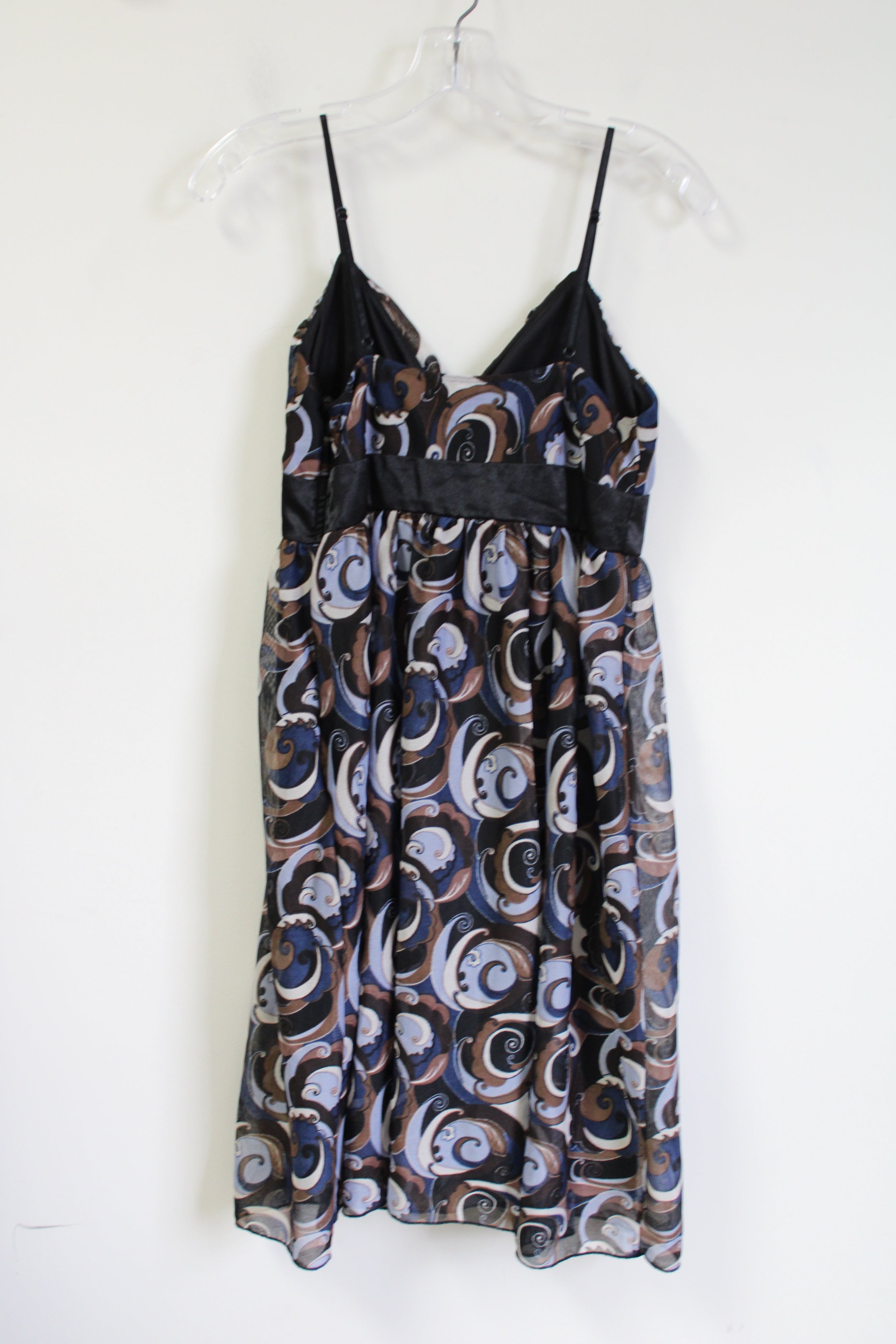 As U Wish Black Blue Brown Swirl Dress | M