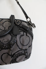 Coach Madison Sophia Black Gray Sequin Satchel Bag