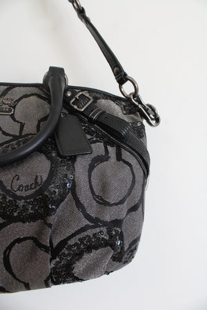 Coach Madison Sophia Black Gray Sequin Satchel Bag