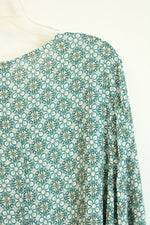 J. Jill Green Floral Long Sleeve Split Back Shirt | 3X