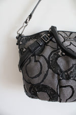 Coach Madison Sophia Black Gray Sequin Satchel Bag