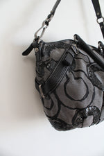 Coach Madison Sophia Black Gray Sequin Satchel Bag