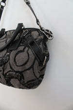 Coach Madison Sophia Black Gray Sequin Satchel Bag