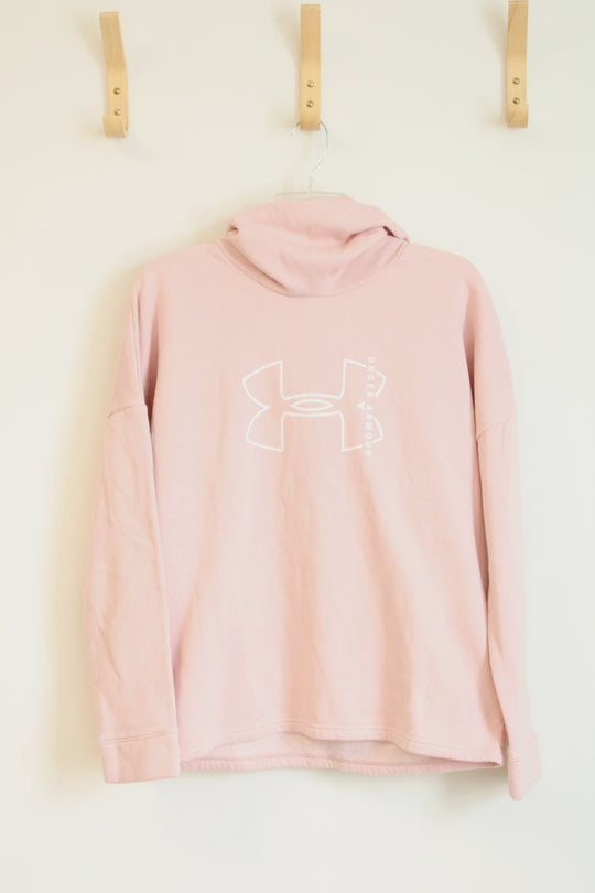 Under Armour Pink Cowl Neck Loose Pullover Sweatshirt | L