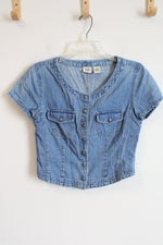 Gap Y2K Denim Short Sleeved Button Down Fitted Shirt | S