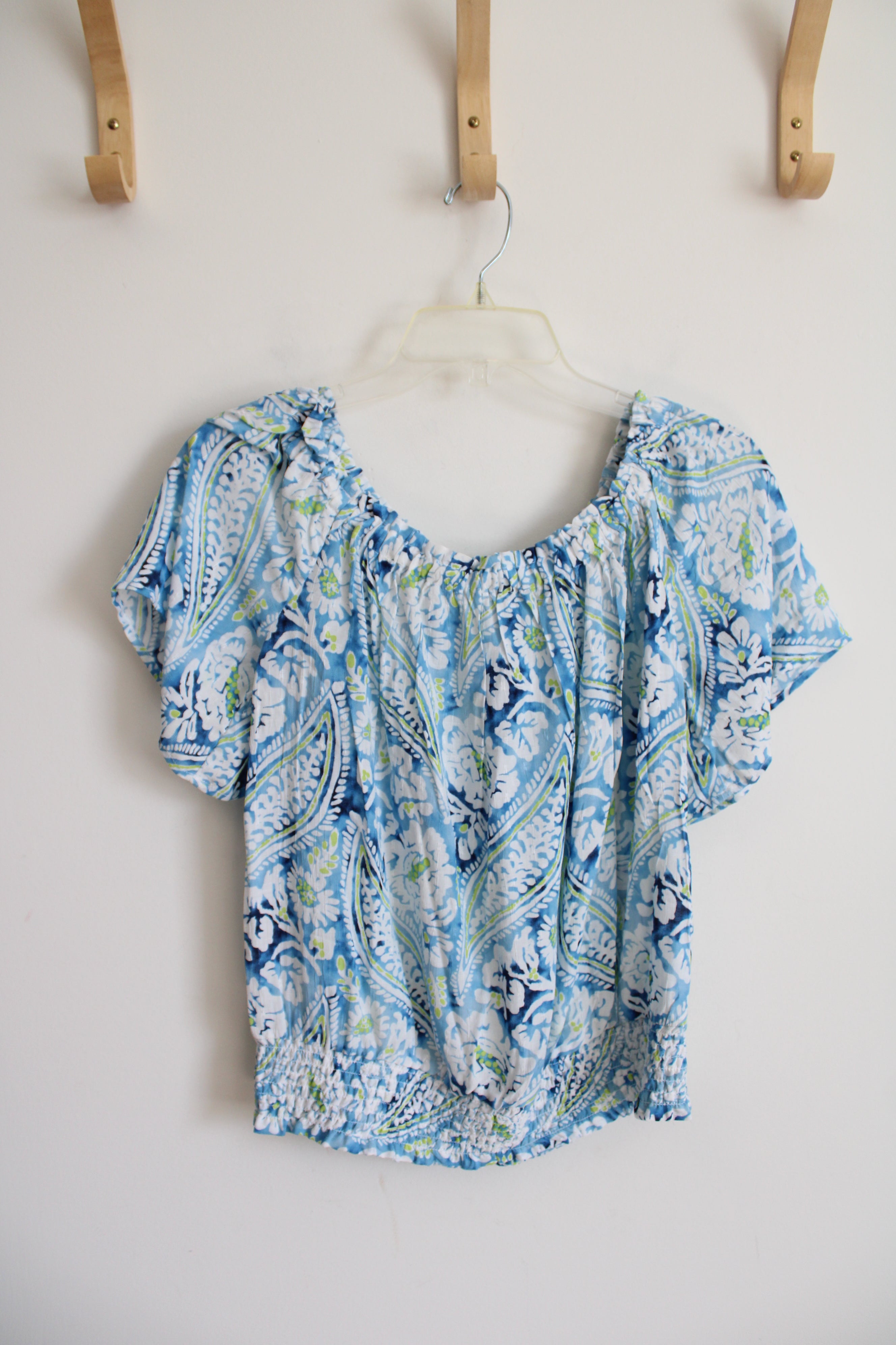 Christian Siriano Blue & White Paisley Print Top | M