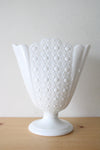 Fenton Milk Glass Vintage Daisy & Button Fan Vase