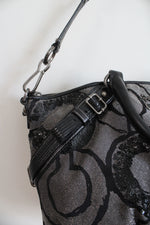 Coach Madison Sophia Black Gray Sequin Satchel Bag