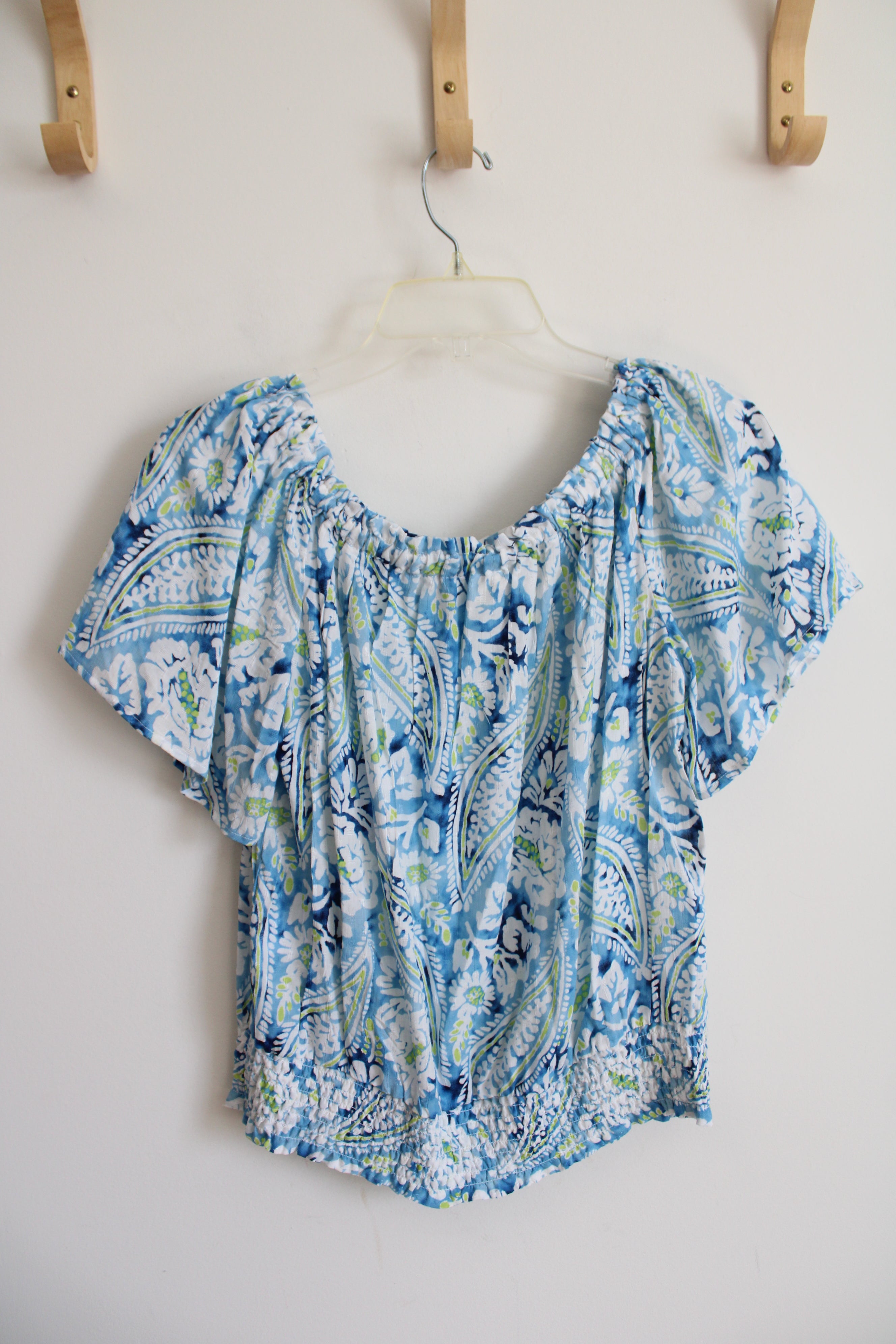 Christian Siriano Blue & White Paisley Print Top | M