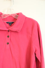 Lands' End Pink Long Sleeve Fleece Pullover Shirt | L