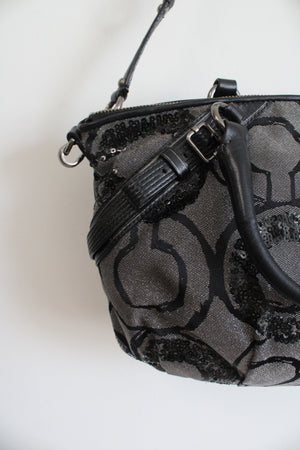 Coach Madison Sophia Black Gray Sequin Satchel Bag