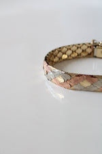 Tri-Gold Snake Skin Chain 14K Gold Bracelet