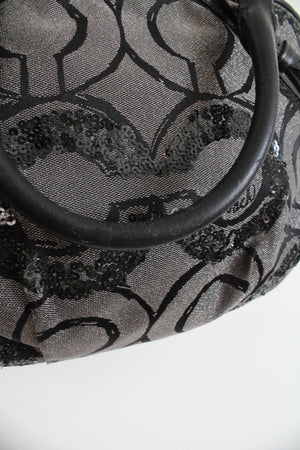 Coach Madison Sophia Black Gray Sequin Satchel Bag