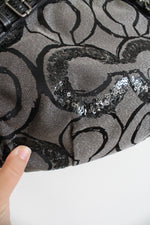 Coach Madison Sophia Black Gray Sequin Satchel Bag