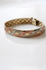 Tri-Gold Snake Skin Chain 14K Gold Bracelet