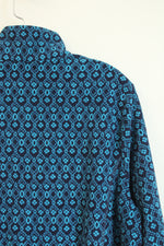 Lands' End Fleece Blue Print Half Zip Pullover | XL/T