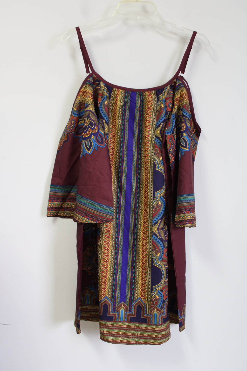 Burgundy Cold-Shoulder Dress | L