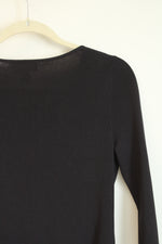 Ann Taylor Loft Black Ruffle Front Button Down Cardigan | | M Petite
