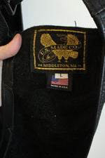 US Made Co. Black Genuine Leather Motorcycle Riding Chaps with Side Zippers | L