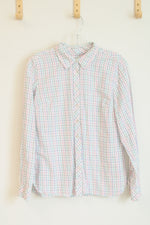 Talbots Pastel Plaid Check Button Up Shirt | S
