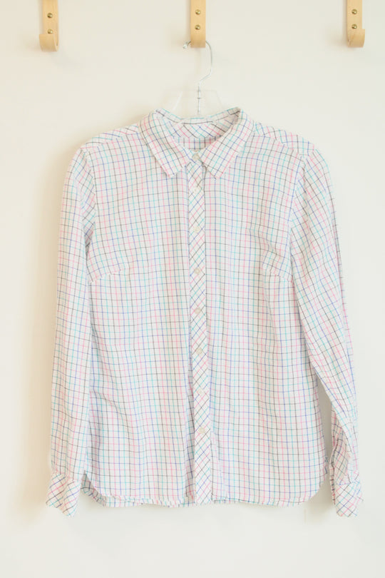 Talbots Pastel Plaid Check Button Up Shirt | S