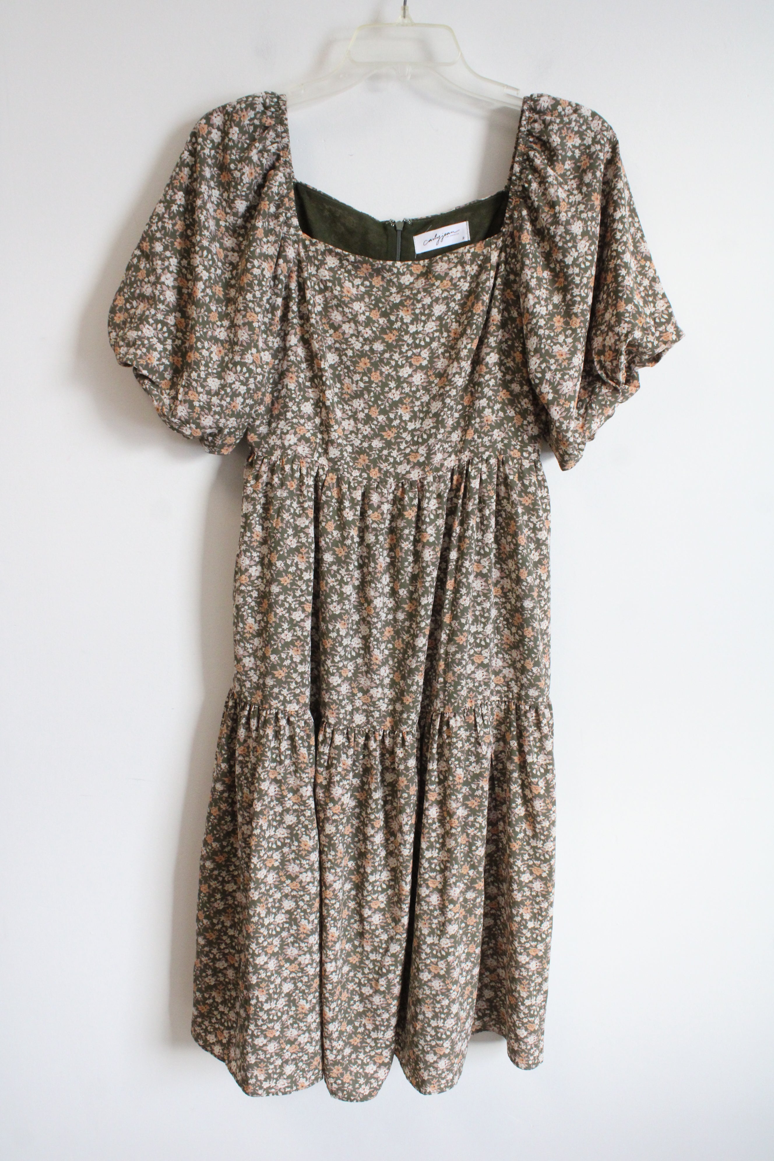 louise green dress Carly Jean Los Angeles Floral Tiered Womens dresses