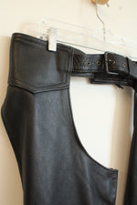 US Made Co. Black Genuine Leather Motorcycle Riding Chaps with Side Zippers | L