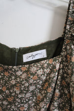 Carly Jean Los Angeles Louise Green Floral Tiered Dress | S