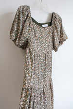 Carly Jean Los Angeles Louise Green Floral Tiered Dress | S