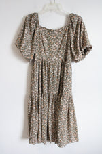 Carly Jean Los Angeles Louise Green Floral Tiered Dress | S