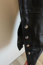 NEW Nomad Black Genuine Leather Motorcycle Chaps with Side Zippers and Snaps | XL