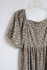 Carly Jean Los Angeles Louise Green Floral Tiered Dress | S