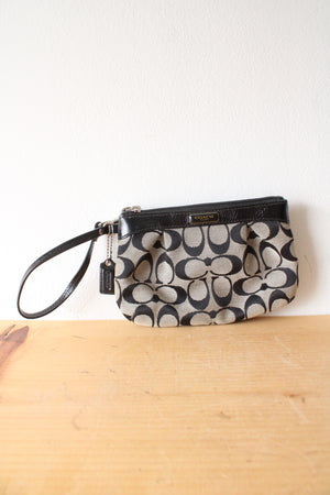Coach Black Signature Monogram Wristlet Wallet