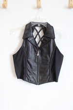 NEW Vance Leathers Black Lattice Fitted Zip Up Vest | L