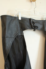 NEW Nomad Black Genuine Leather Motorcycle Chaps with Side Zippers and Snaps | XL