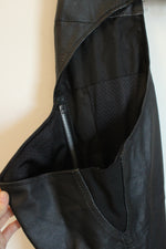 NEW Nomad Black Genuine Leather Motorcycle Chaps with Side Zippers and Snaps | XL