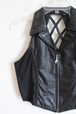 NEW Vance Leathers Black Lattice Fitted Zip Up Vest | L