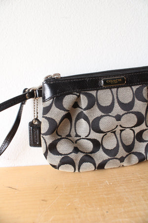 Coach Black Signature Monogram Wristlet Wallet