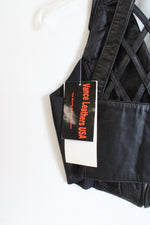 NEW Vance Leathers Black Lattice Fitted Zip Up Vest | L