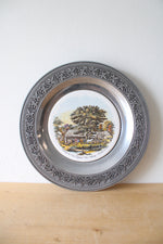 Currier & Ives "Autumn In New England" Cider Making Pewter Decorative Plate