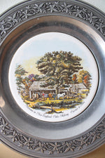Currier & Ives "Autumn In New England" Cider Making Pewter Decorative Plate