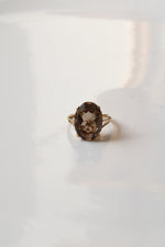 10K Yellow Gold Smoky Quartz Oval Ring | Size 5