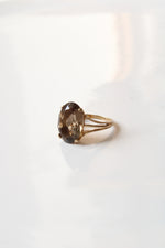 10K Yellow Gold Smoky Quartz Oval Ring | Size 5