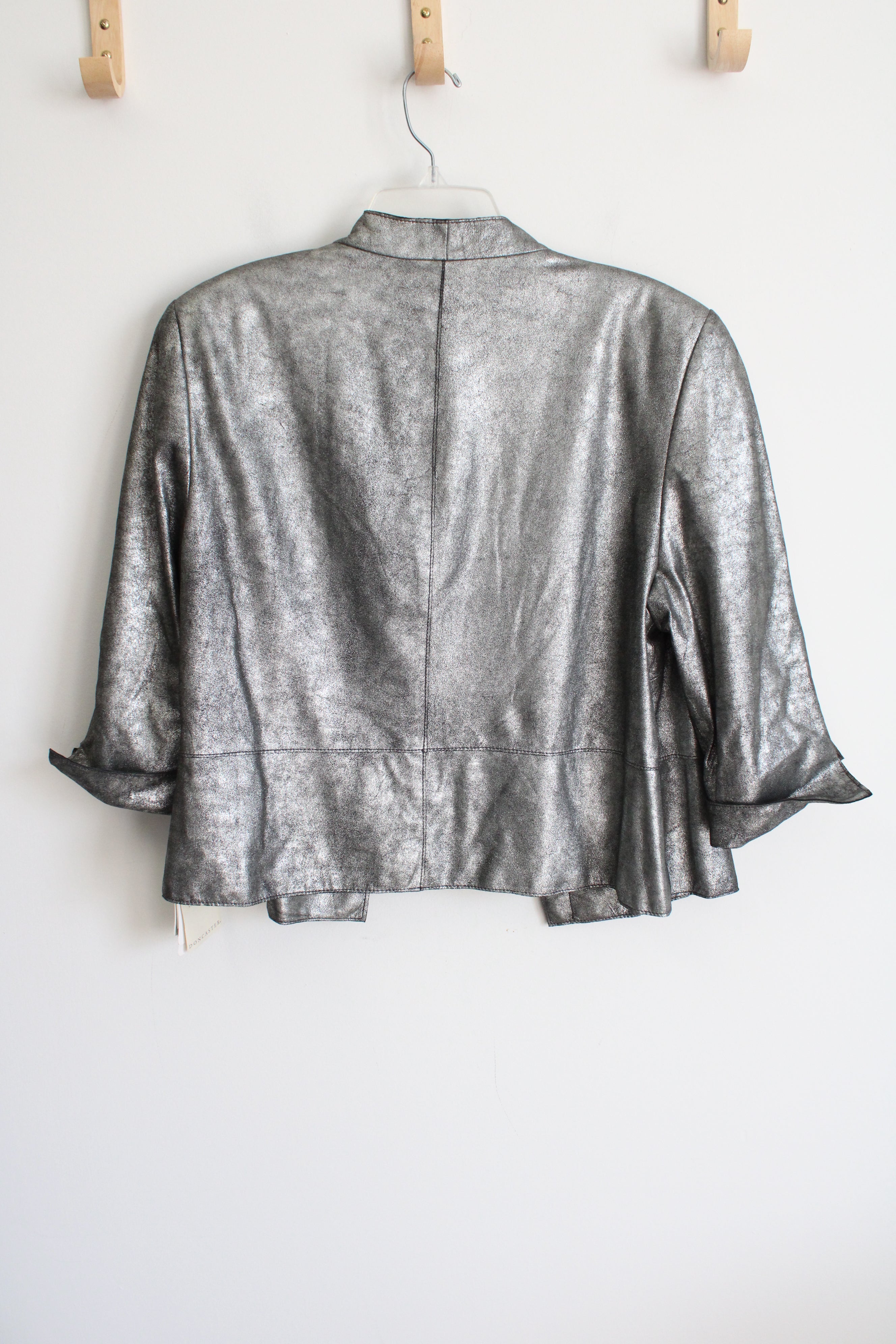 NEW Doncaster Signature Silver Leather Shell Blazer Cardigan | 16