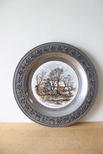 Currier & Ives "Winter In The Country" The Old Grist Mill Pewter Decorative Plate