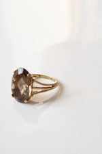 10K Yellow Gold Smoky Quartz Oval Ring | Size 5